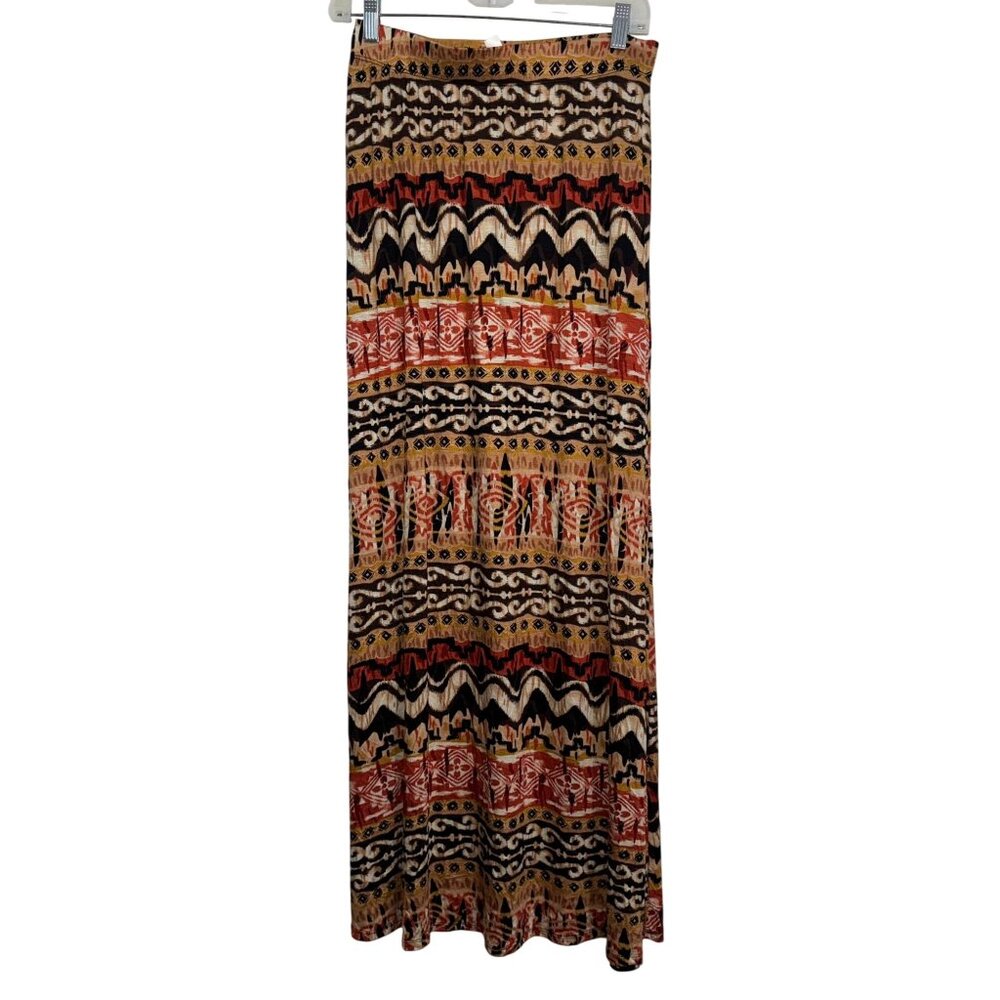 Lovecappella Womens Maxi Skirt With Bohemian Tribal Print Elastic Waist Size L 9